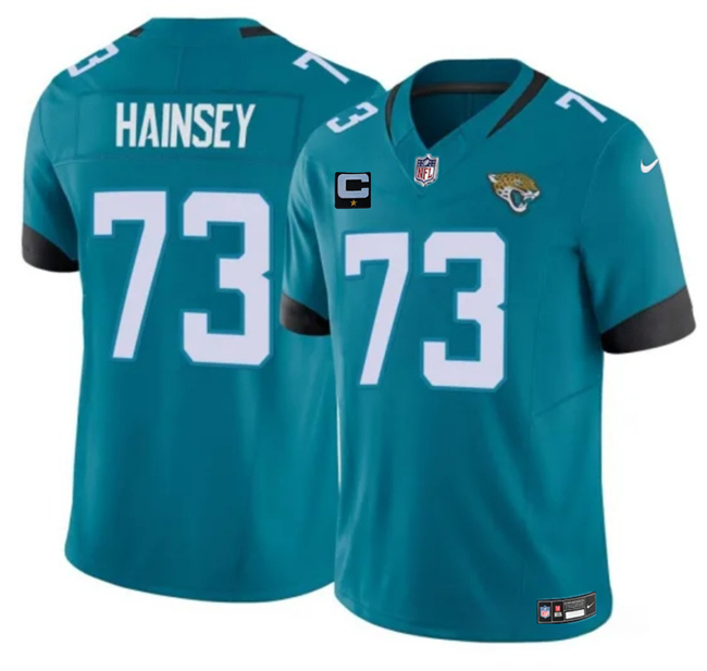 Men's Teal Jacksonville Jaguars #73 Robert Hainsey 2025 F.U.S.E. With 1-Star C Patch Vapor Untouchable Limited Stitched Jersey